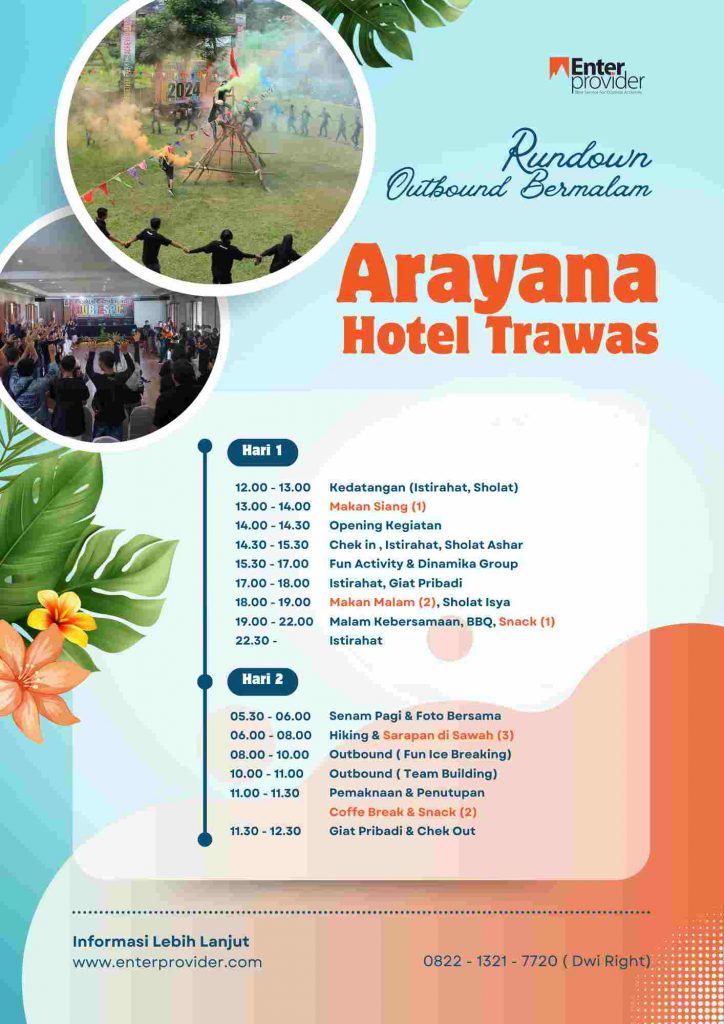 Rundown Paket Outbound di Hotel Arayana Trawas Mojokerto